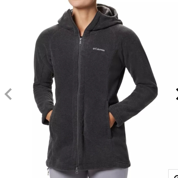 Columbia Jackets & Blazers - Columbia Long Fleece Hoodie, Fitted, Benton Springs II, charcoal gray XS